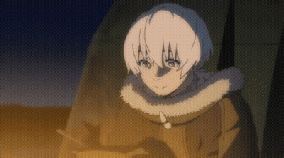 A Cartoon Character With White Hair Is Standing In Front Of A Tent GIF