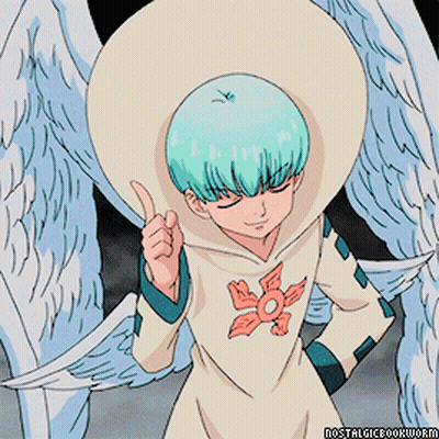 A Cartoon Character With Wings And A Flower On His Shirt Giving A Thumbs Up GIF