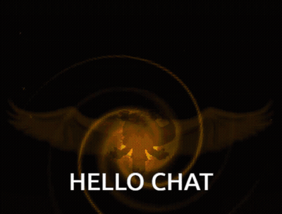 A Cartoon Character With Wings And The Words Hello Chat GIF