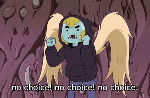 A Cartoon Character With Wings And The Words No Choice GIF