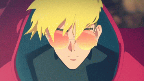 A Cartoon Character With Yellow Hair And Sunglasses GIF