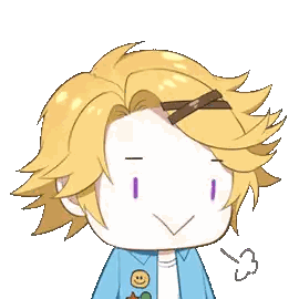 A Cartoon Character With Yellow Hair Has A Smiley Face Pinned To His Jacket Sticker