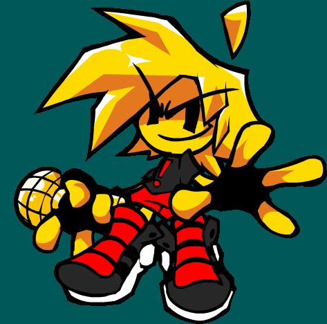 A Cartoon Character With Yellow Hair Is Holding A Microphone In His Hand GIF