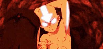 A Cartoon Character Without A Shirt Is Standing In A Cave With Glowing Eyes And A Red Background . GIF