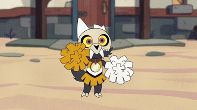 A Cartoon Cheerleader Is Holding A Bunch Of Pom Poms In Her Hands GIF