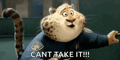 A Cartoon Cheetah Is Wearing A Police Uniform And Holding A Gun And Says `` Cant Take It '' . GIF