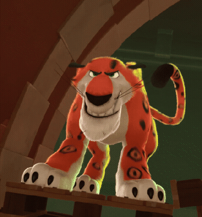 A Cartoon Cheetah With Its Mouth Wide Open And Its Tongue Out GIF
