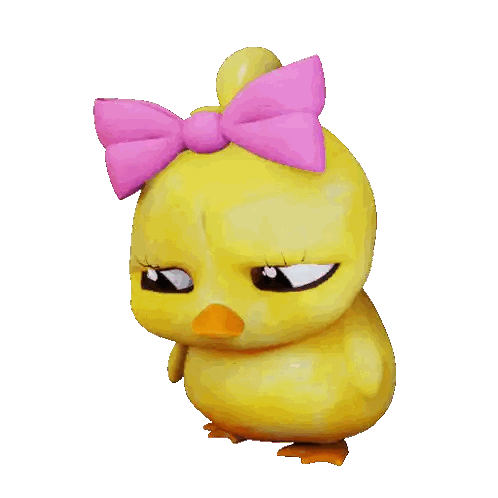 A Cartoon Chick With A Pink Bow On Its Head Sticker