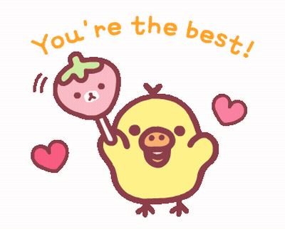 A Cartoon Chicken Holding A Lollipop With The Words " You 'Re The Best " Below It GIF