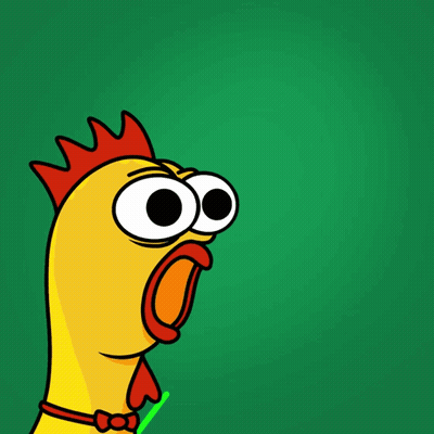 A Cartoon Chicken Is Looking At A Green Graph GIF