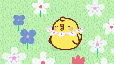 A Cartoon Chicken Is Standing In A Field Of Flowers And Smiling GIF