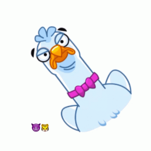 A Cartoon Chicken Is Surrounded By Triangles And A Tiger And A Devil GIF