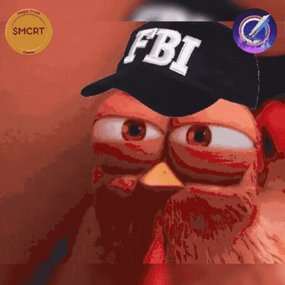 A Cartoon Chicken Is Wearing A Hat That Says Fbi GIF