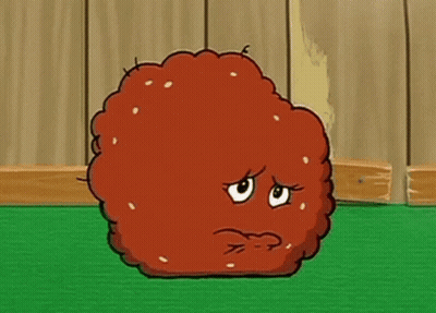 A Cartoon Chicken Nugget With A Sad Look On Its Face GIF
