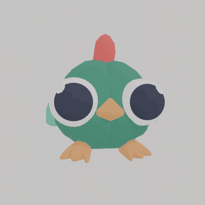 A Cartoon Chicken With Big Eyes And A Red Beak GIF
