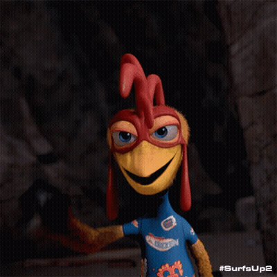 A Cartoon Chicken With The Words Gnaaaarly On The Bottom Right GIF