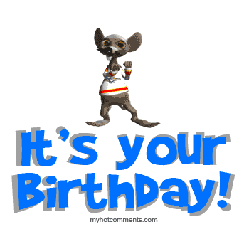 A Cartoon Chihuahua Is Standing In Front Of The Words It 'S Your Birthday GIF
