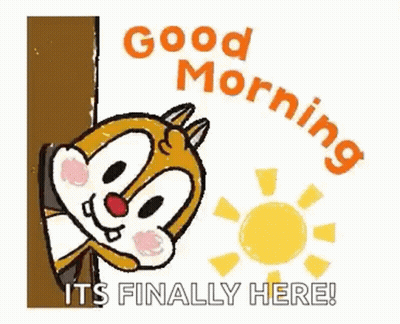 A Cartoon Chipmunk Is Peeking Out From Behind A Tree With The Sun Behind Him . GIF