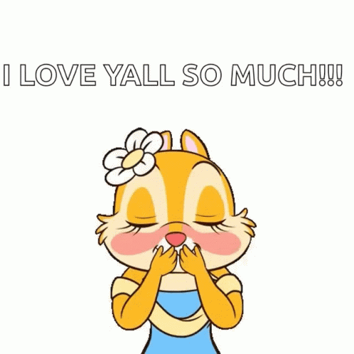 A Cartoon Chipmunk Is Surrounded By Hearts And The Words I Love Yall So Much GIF