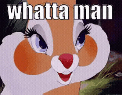 A Cartoon Chipmunk With The Words Whatta Man On It GIF