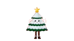A Cartoon Christmas Tree With A Star On Top Of It Sticker