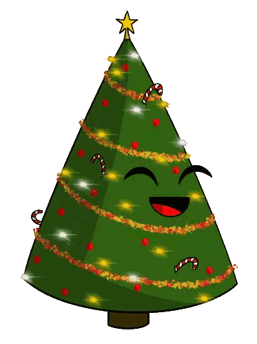 A Cartoon Christmas Tree With Candy Canes And Lights Sticker