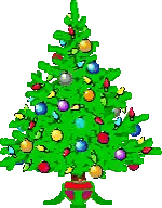 A Cartoon Christmas Tree With Decorations On It Sticker