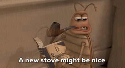 A Cartoon Cockroach Is Reading A Book And Smoking A Pipe GIF