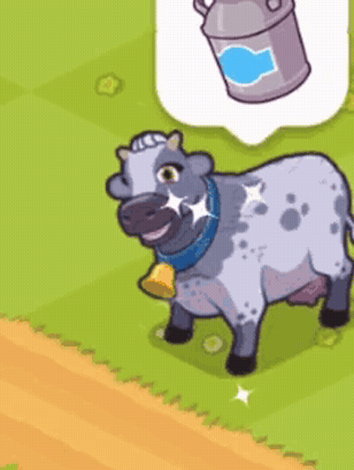 A Cartoon Cow With A Bell Around Its Neck And A Clock Around Its Neck GIF