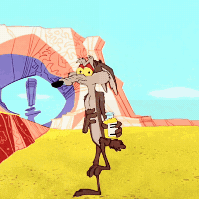 A Cartoon Coyote Holding A Bottle Of Honey GIF