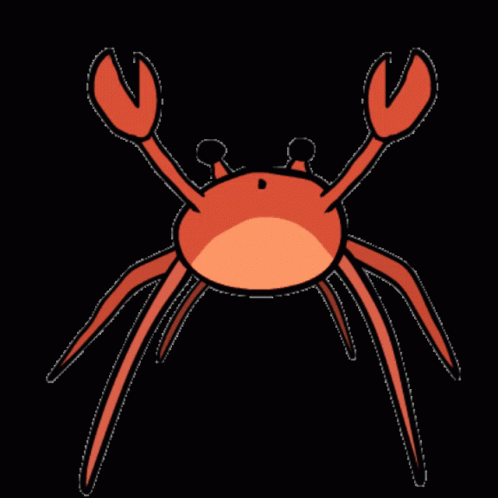 A Cartoon Crab With A Black Background And White Lines GIF