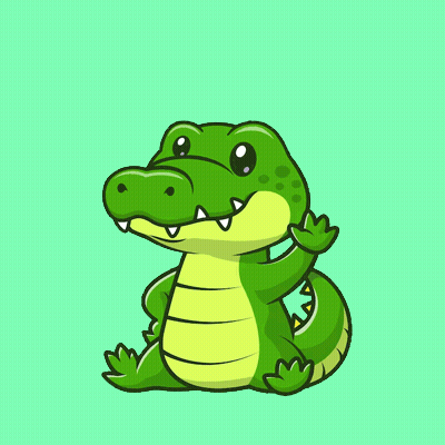A Cartoon Crocodile Is Sitting On A Green Surface GIF