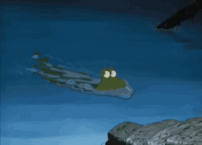 A Cartoon Crocodile Is Swimming In A Body Of Water GIF