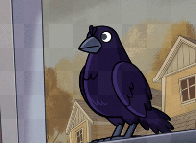 A Cartoon Crow Is Standing On A Window Sill GIF