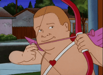 A Cartoon Cupid With A Bow And Arrow In His Hand GIF