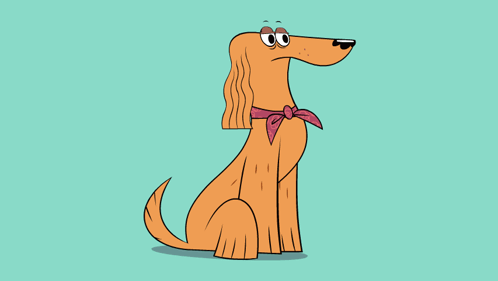 A Cartoon Dachshund With A Pink Bow Around Its Neck GIF
