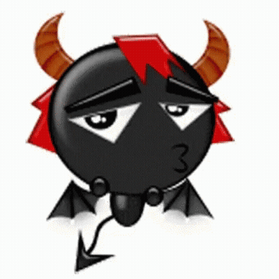 A Cartoon Devil With Horns And A Tail Has The Number 3 On His Face GIF