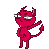 A Cartoon Devil With Horns And A Tail Is Covering His Mouth Sticker