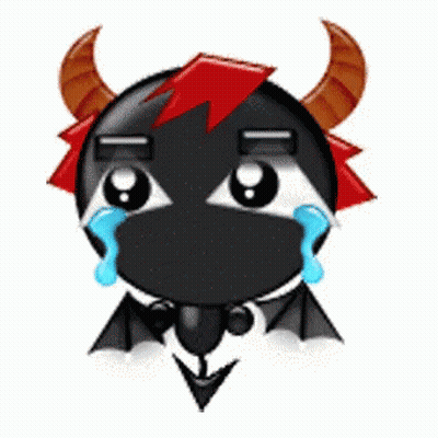 A Cartoon Devil With Horns Is Crying With Tears Coming Out Of Its Eyes GIF