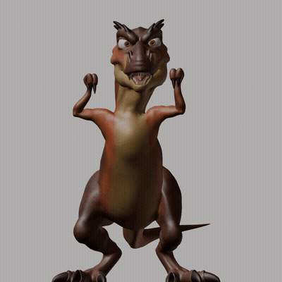 A Cartoon Dinosaur With A Very Angry Face GIF