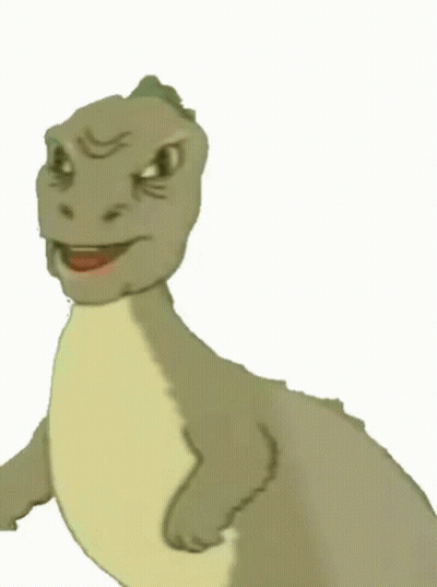 A Cartoon Dinosaur With The Word Yee On The Bottom GIF