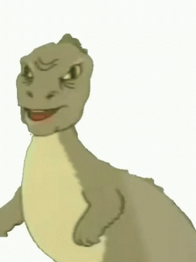 A Cartoon Dinosaur With The Word Yee Written On It GIF