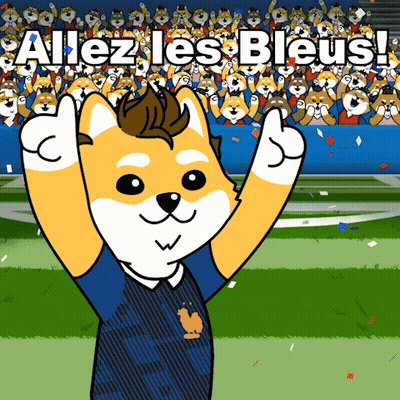 A Cartoon Dog Giving A Thumbs Up With The Words Allez Les Bleus Behind Him GIF