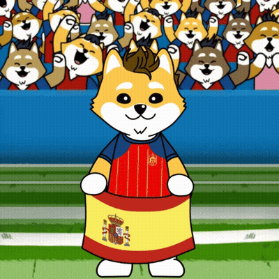 A Cartoon Dog Holding A Spanish Flag GIF