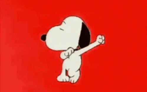 A Cartoon Dog Is Dancing On A Red Background . GIF