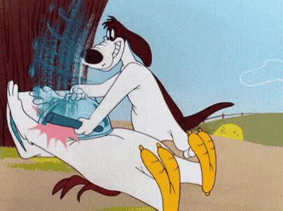 A Cartoon Dog Is Holding A Bottle Of Water GIF