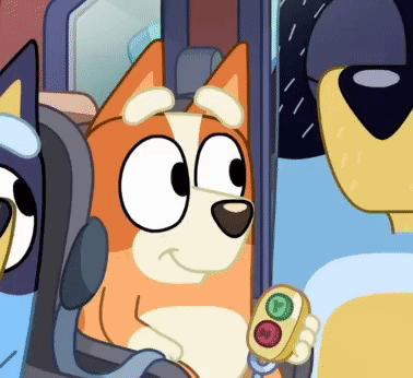 A Cartoon Dog Is Holding A Remote Control With A Red And Green Button GIF