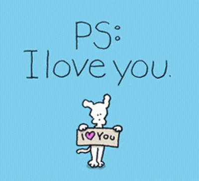 A Cartoon Dog Is Holding A Sign That Says I Love You GIF