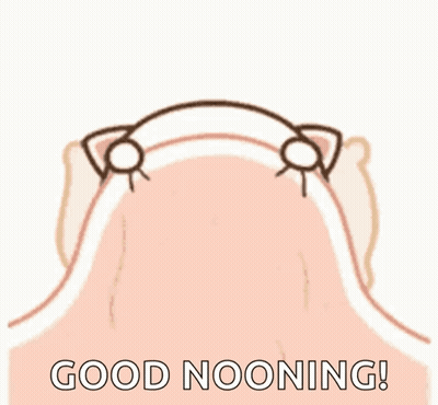 A Cartoon Dog Is Laying In Bed Under A Blanket With The Words `` Good Nooning '' Written Below It . GIF