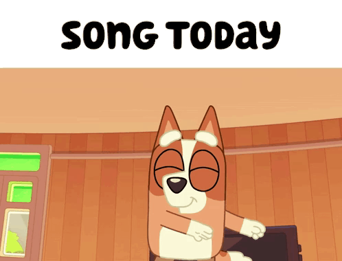 A Cartoon Dog Is Playing A Piano And The Words Song Today Are Above It GIF